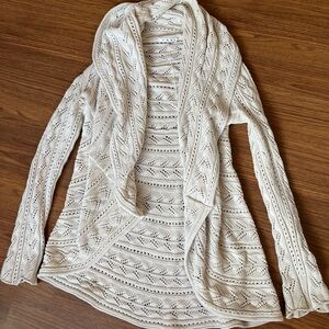 CAbi Cream Open-Front Cardigan